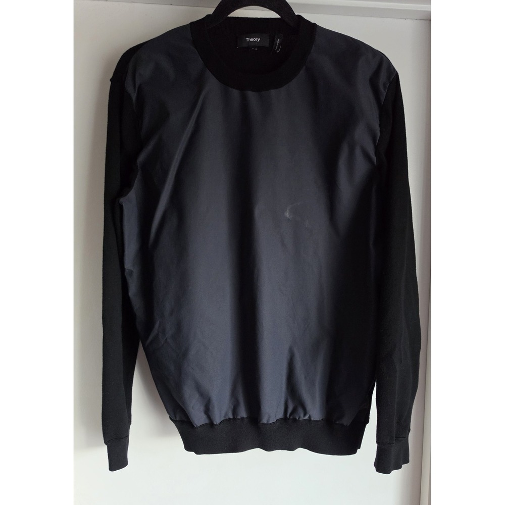 Theory Sweater Women M Black Solid Crew Neck Long Sleeve Pullover Top Knit